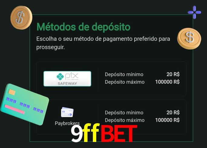 O cassino 9ffbet oferece uma grande variedade de métodos de pagamento